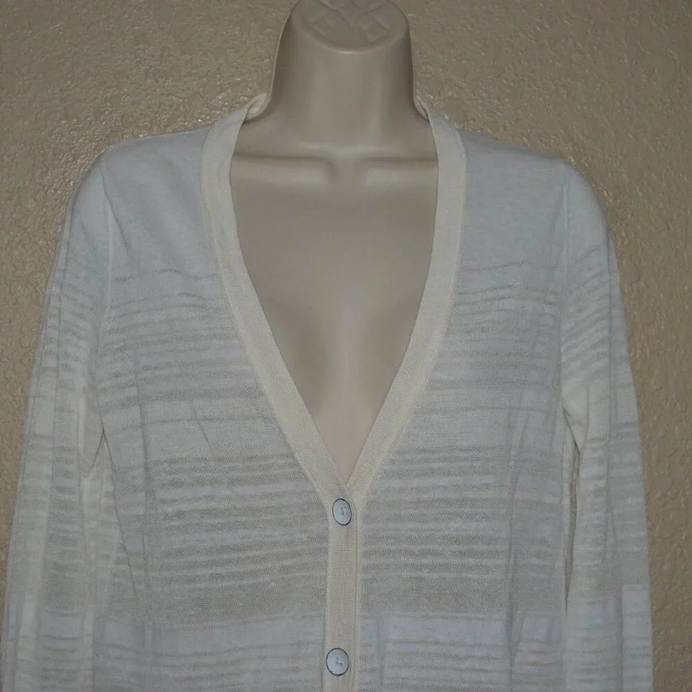 NWOT Sz XS Rag & Bone Ivory Linen Blend Button Front Long Cardigan Sweater